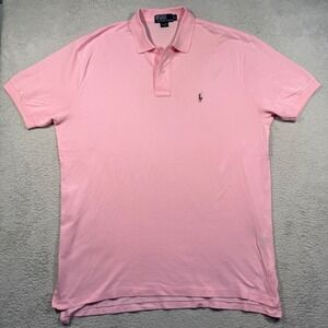 Polo Ralph Lauren Pima Cotton Mesh Short Sleeve Shirt Mens XL Pink Flesh Pony
